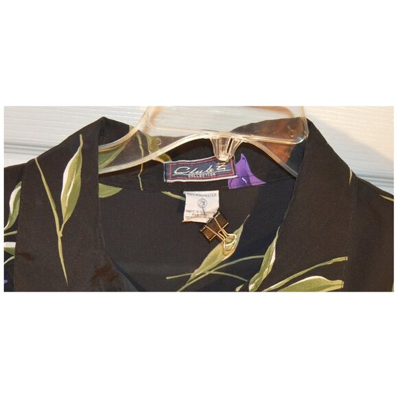 CLUB Z Collection Flowered Black Tunic Long Blouse Women's Top Long Sleeve Sz 2X - Picture 3 of 4